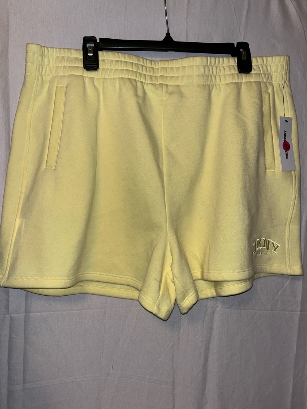 DKNY Pale Yellow Fleece Athletic Shorts